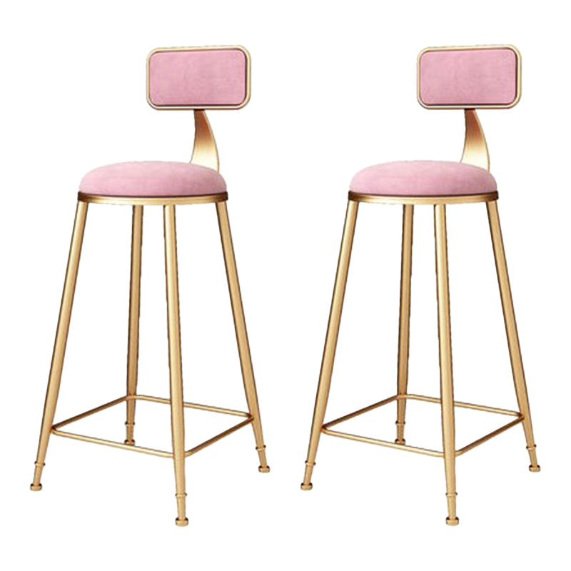 Glam Metal Barstool Velvet Footrest Stool in Matte Finish for Indoor Pink 2 Piece Set Clearhalo 'Bar Furniture' 'Bar Stools' 'bar_stools' 'furn' 'furn_bar_stools' 'Furniture' 'Kitchen & Dining Furniture' 5725956