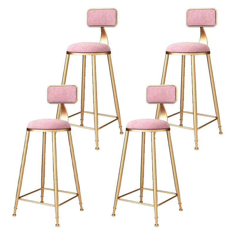 Glam Metal Barstool Velvet Footrest Stool in Matte Finish for Indoor Pink 4 Piece Set Clearhalo 'Bar Furniture' 'Bar Stools' 'bar_stools' 'furn' 'furn_bar_stools' 'Furniture' 'Kitchen & Dining Furniture' 5725959