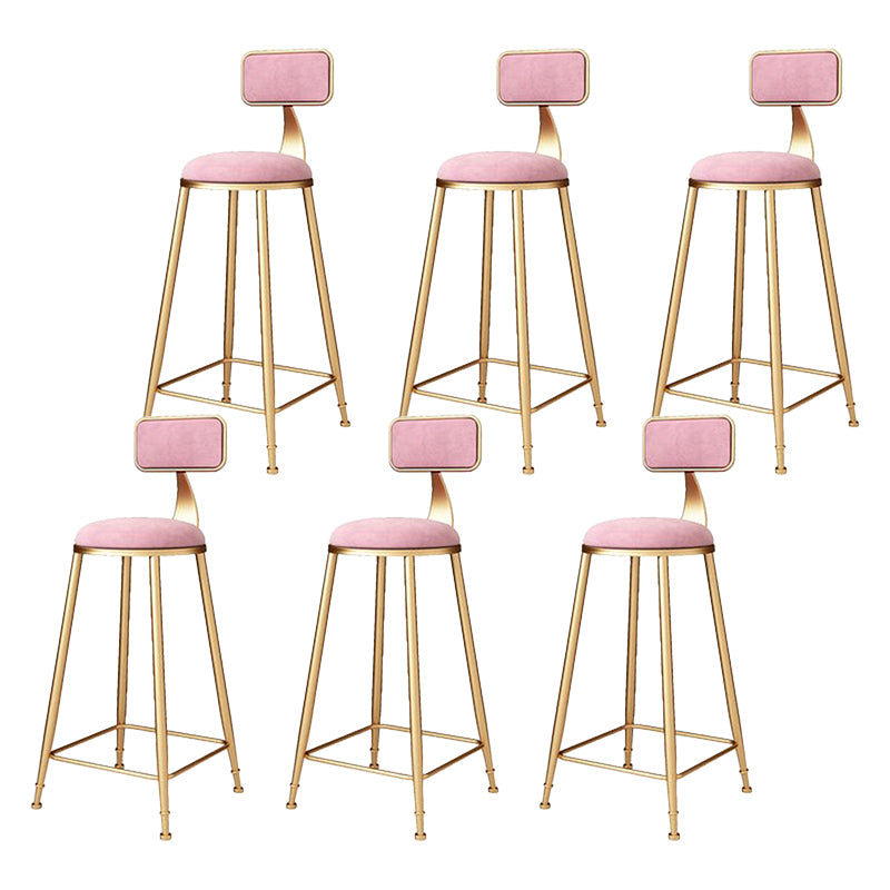 Glam Metal Barstool Velvet Footrest Stool in Matte Finish for Indoor Pink 6 Piece Set Clearhalo 'Bar Furniture' 'Bar Stools' 'bar_stools' 'furn' 'furn_bar_stools' 'Furniture' 'Kitchen & Dining Furniture' 5725960