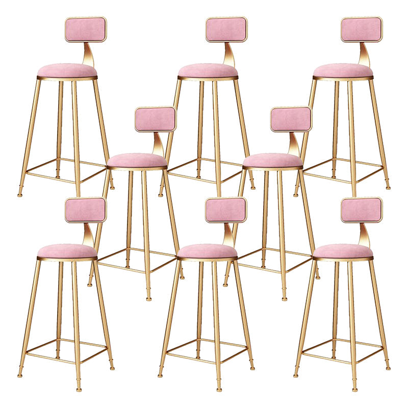 Glam Metal Barstool Velvet Footrest Stool in Matte Finish for Indoor Pink 8 Piece Set Clearhalo 'Bar Furniture' 'Bar Stools' 'bar_stools' 'furn' 'furn_bar_stools' 'Furniture' 'Kitchen & Dining Furniture' 5725962