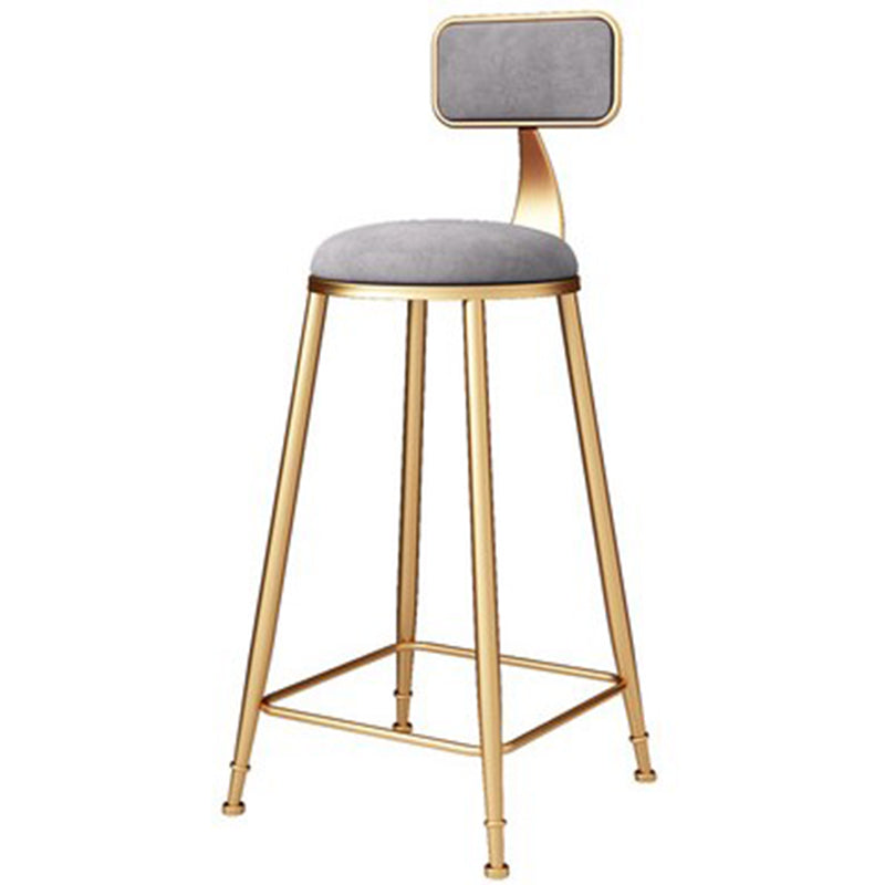 Glam Metal Barstool Velvet Footrest Stool in Matte Finish for Indoor Grey 1 Piece Clearhalo 'Bar Furniture' 'Bar Stools' 'bar_stools' 'furn' 'furn_bar_stools' 'Furniture' 'Kitchen & Dining Furniture' 5725963