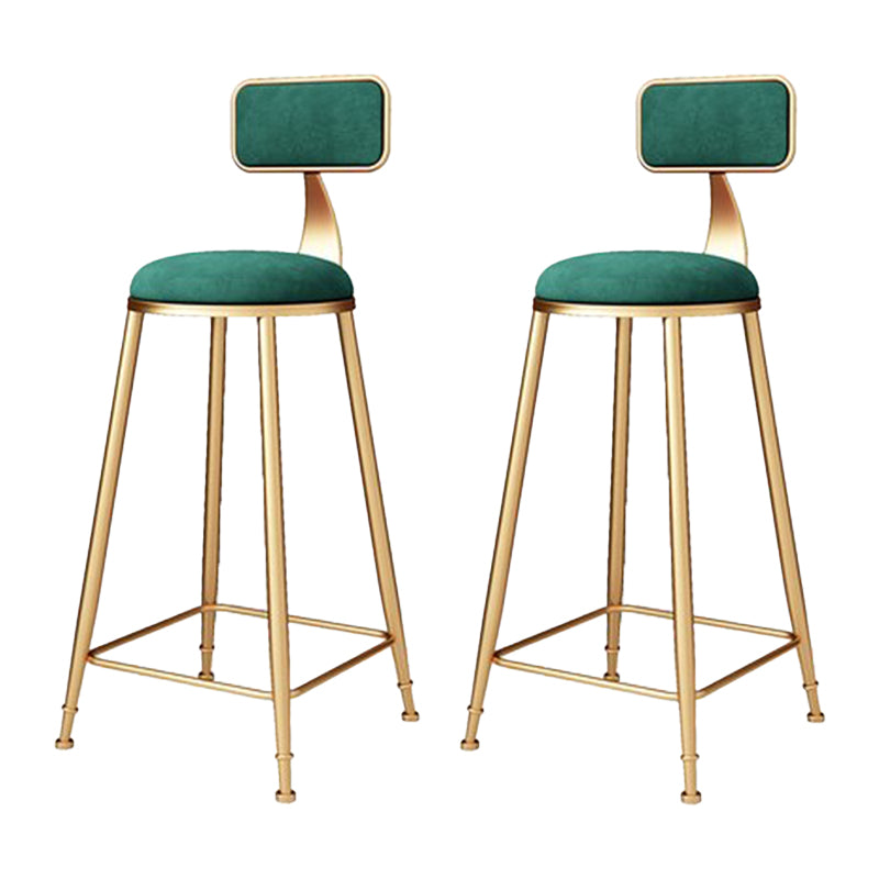 Glam Metal Barstool Velvet Footrest Stool in Matte Finish for Indoor Blackish Green 2 Piece Set Clearhalo 'Bar Furniture' 'Bar Stools' 'bar_stools' 'furn' 'furn_bar_stools' 'Furniture' 'Kitchen & Dining Furniture' 5725967