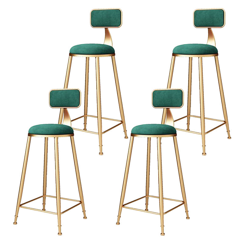 Glam Metal Barstool Velvet Footrest Stool in Matte Finish for Indoor Blackish Green 4 Piece Set Clearhalo 'Bar Furniture' 'Bar Stools' 'bar_stools' 'furn' 'furn_bar_stools' 'Furniture' 'Kitchen & Dining Furniture' 5725969