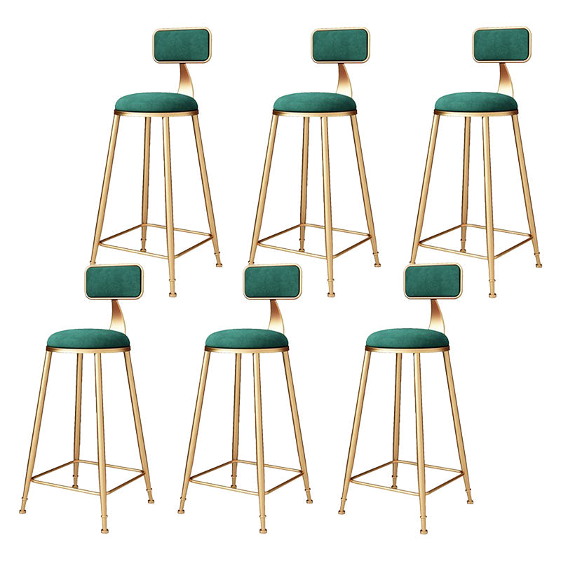 Glam Metal Barstool Velvet Footrest Stool in Matte Finish for Indoor Blackish Green 6 Piece Set Clearhalo 'Bar Furniture' 'Bar Stools' 'bar_stools' 'furn' 'furn_bar_stools' 'Furniture' 'Kitchen & Dining Furniture' 5725970