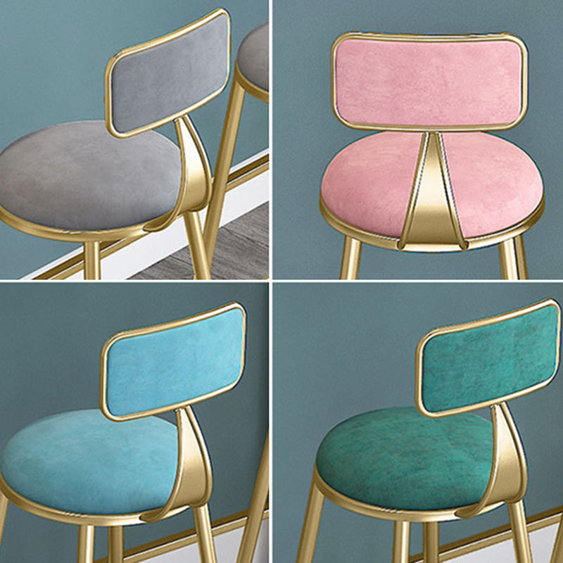 Glam Metal Barstool Velvet Footrest Stool in Matte Finish for Indoor Clearhalo 'Bar Furniture' 'Bar Stools' 'bar_stools' 'furn' 'furn_bar_stools' 'Furniture' 'Kitchen & Dining Furniture' 5725971