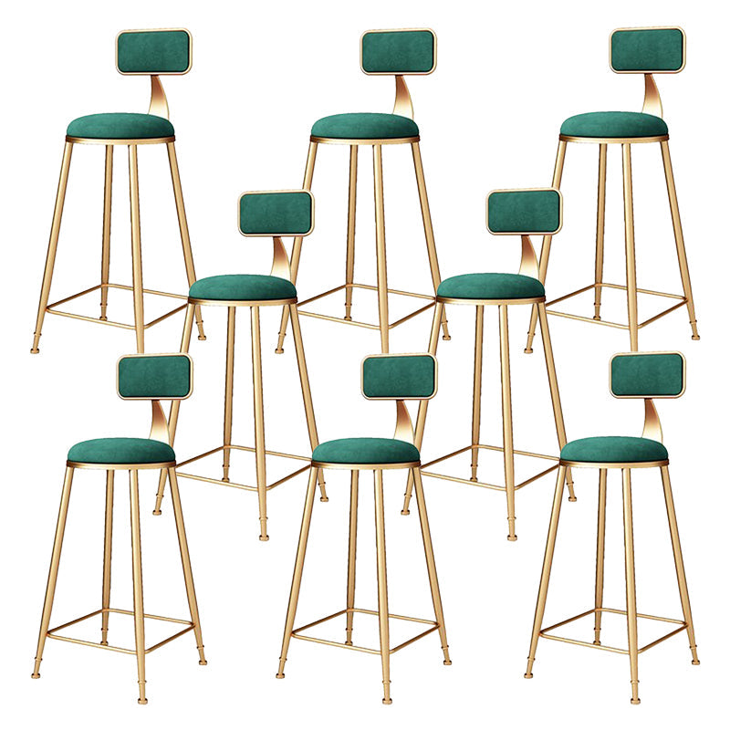Glam Metal Barstool Velvet Footrest Stool in Matte Finish for Indoor Blackish Green 8 Piece Set Clearhalo 'Bar Furniture' 'Bar Stools' 'bar_stools' 'furn' 'furn_bar_stools' 'Furniture' 'Kitchen & Dining Furniture' 5725973