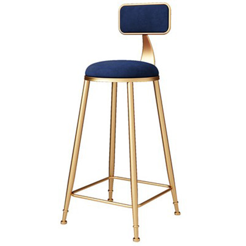 Glam Metal Barstool Velvet Footrest Stool in Matte Finish for Indoor Royal Blue 1 Piece Clearhalo 'Bar Furniture' 'Bar Stools' 'bar_stools' 'furn' 'furn_bar_stools' 'Furniture' 'Kitchen & Dining Furniture' 5725974