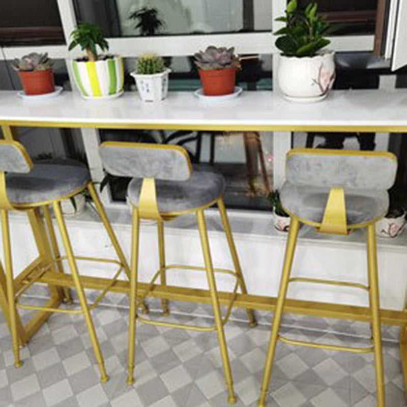 Glam Metal Barstool Velvet Footrest Stool in Matte Finish for Indoor Clearhalo 'Bar Furniture' 'Bar Stools' 'bar_stools' 'furn' 'furn_bar_stools' 'Furniture' 'Kitchen & Dining Furniture' 5725975