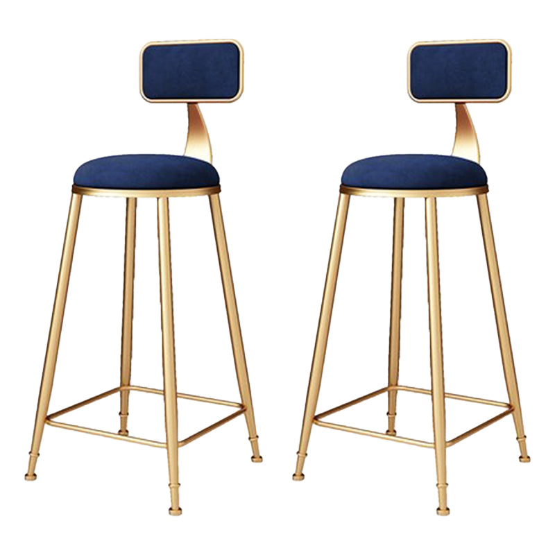 Glam Metal Barstool Velvet Footrest Stool in Matte Finish for Indoor Royal Blue 2 Piece Set Clearhalo 'Bar Furniture' 'Bar Stools' 'bar_stools' 'furn' 'furn_bar_stools' 'Furniture' 'Kitchen & Dining Furniture' 5725977