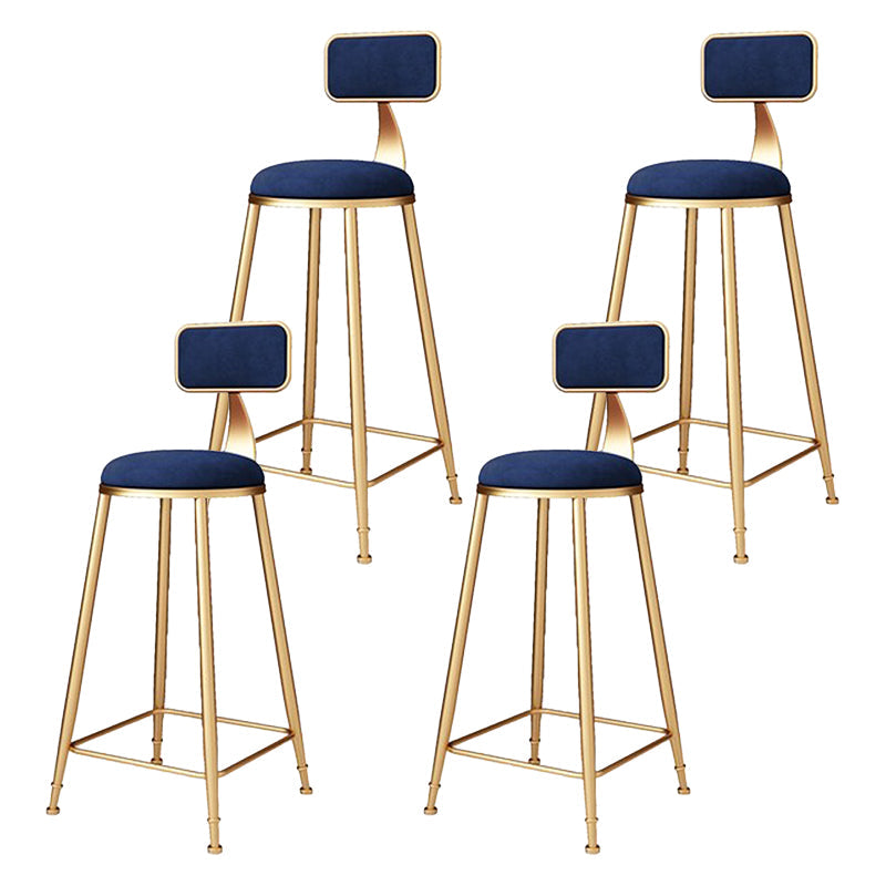 Glam Metal Barstool Velvet Footrest Stool in Matte Finish for Indoor Royal Blue 4 Piece Set Clearhalo 'Bar Furniture' 'Bar Stools' 'bar_stools' 'furn' 'furn_bar_stools' 'Furniture' 'Kitchen & Dining Furniture' 5725978