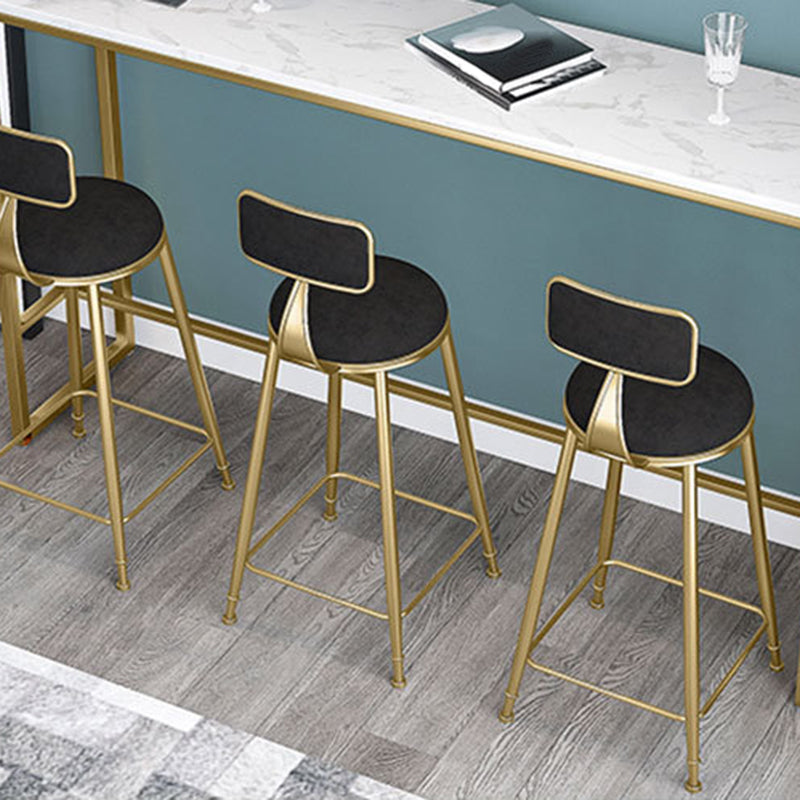 Glam Metal Barstool Velvet Footrest Stool in Matte Finish for Indoor Clearhalo 'Bar Furniture' 'Bar Stools' 'bar_stools' 'furn' 'furn_bar_stools' 'Furniture' 'Kitchen & Dining Furniture' 5725979