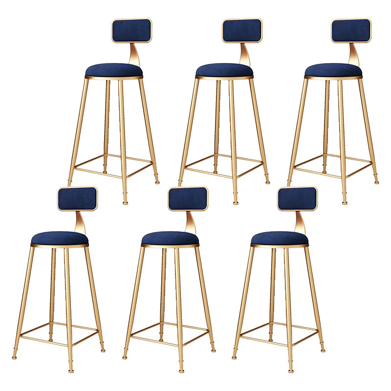 Glam Metal Barstool Velvet Footrest Stool in Matte Finish for Indoor Royal Blue 6 Piece Set Clearhalo 'Bar Furniture' 'Bar Stools' 'bar_stools' 'furn' 'furn_bar_stools' 'Furniture' 'Kitchen & Dining Furniture' 5725980