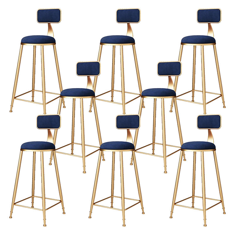 Glam Metal Barstool Velvet Footrest Stool in Matte Finish for Indoor Royal Blue 8 Piece Set Clearhalo 'Bar Furniture' 'Bar Stools' 'bar_stools' 'furn' 'furn_bar_stools' 'Furniture' 'Kitchen & Dining Furniture' 5725982