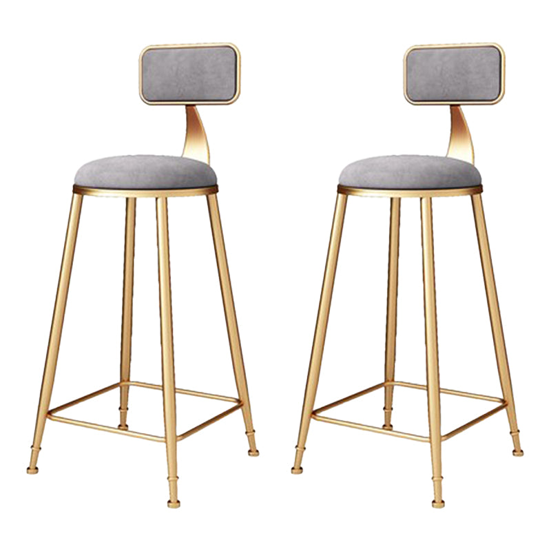 Glam Metal Barstool Velvet Footrest Stool in Matte Finish for Indoor Grey 2 Piece Set Clearhalo 'Bar Furniture' 'Bar Stools' 'bar_stools' 'furn' 'furn_bar_stools' 'Furniture' 'Kitchen & Dining Furniture' 5725983