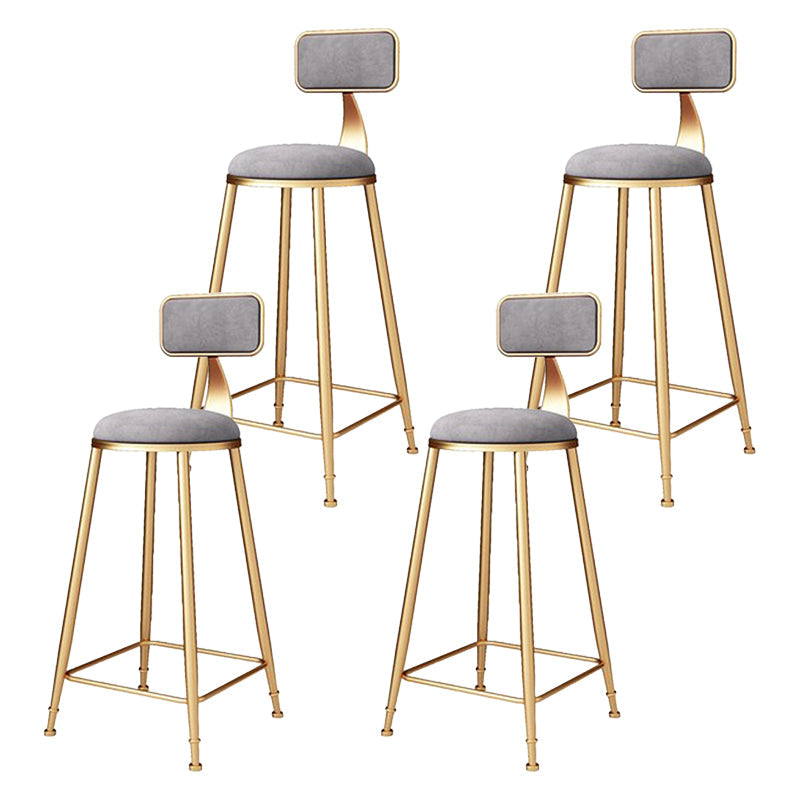 Glam Metal Barstool Velvet Footrest Stool in Matte Finish for Indoor Grey 4 Piece Set Clearhalo 'Bar Furniture' 'Bar Stools' 'bar_stools' 'furn' 'furn_bar_stools' 'Furniture' 'Kitchen & Dining Furniture' 5725984