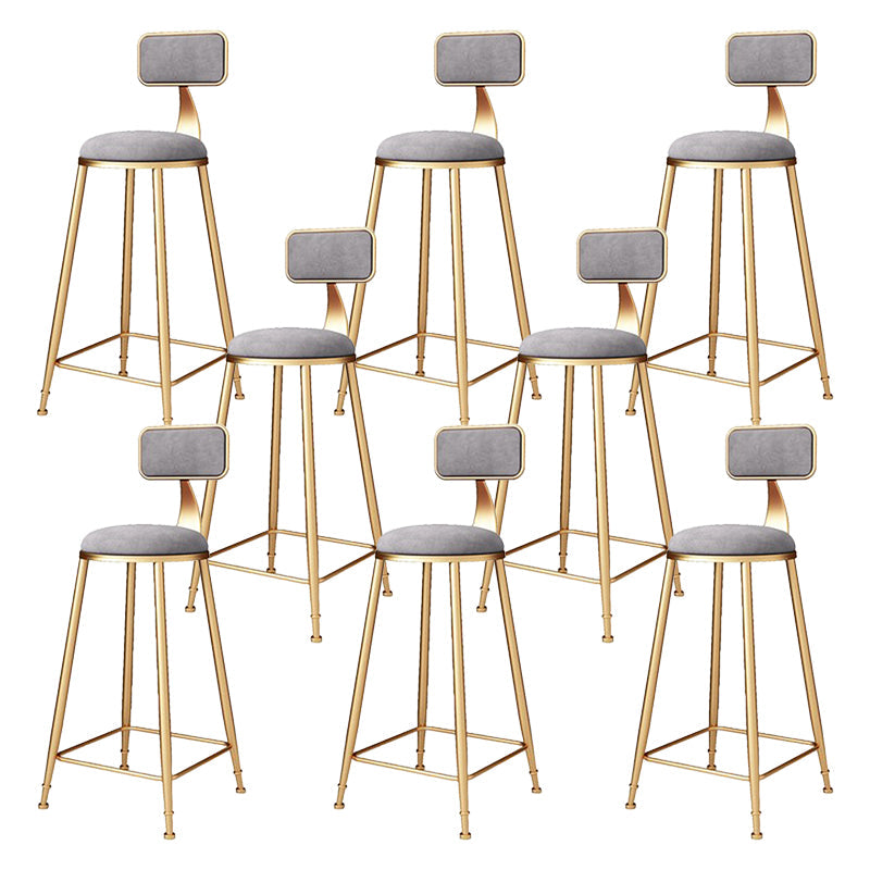 Glam Metal Barstool Velvet Footrest Stool in Matte Finish for Indoor Grey 8 Piece Set Clearhalo 'Bar Furniture' 'Bar Stools' 'bar_stools' 'furn' 'furn_bar_stools' 'Furniture' 'Kitchen & Dining Furniture' 5725986