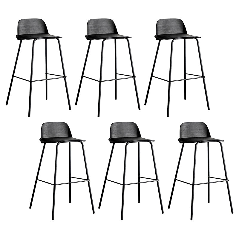 Low Back Counter Stools Modern Footrest Plastic Indoor Bar & Counter Stool Black 6 Piece Set Bar Stool(30"H) Clearhalo 'Bar Furniture' 'Bar Stools' 'bar_stools' 'furn' 'furn_bar_stools' 'Furniture' 'Kitchen & Dining Furniture' 5726108
