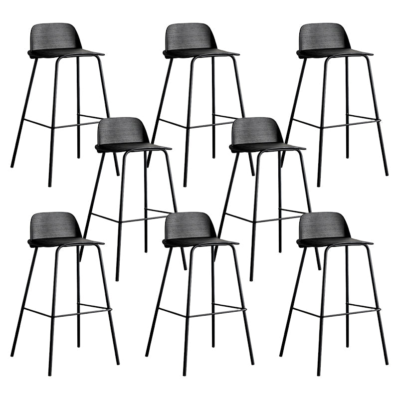 Low Back Counter Stools Modern Footrest Plastic Indoor Bar & Counter Stool Black 8 Piece Set Bar Stool(30"H) Clearhalo 'Bar Furniture' 'Bar Stools' 'bar_stools' 'furn' 'furn_bar_stools' 'Furniture' 'Kitchen & Dining Furniture' 5726110