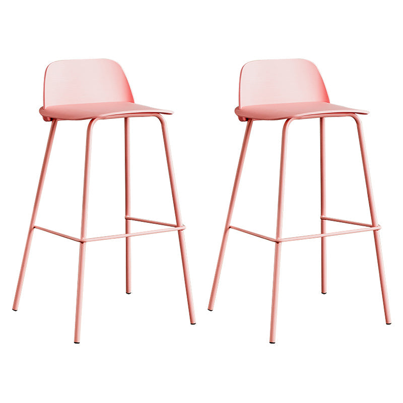 Low Back Counter Stools Modern Footrest Plastic Indoor Bar & Counter Stool Pink 2 Piece Set Bar Stool(30"H) Clearhalo 'Bar Furniture' 'Bar Stools' 'bar_stools' 'furn' 'furn_bar_stools' 'Furniture' 'Kitchen & Dining Furniture' 5726111