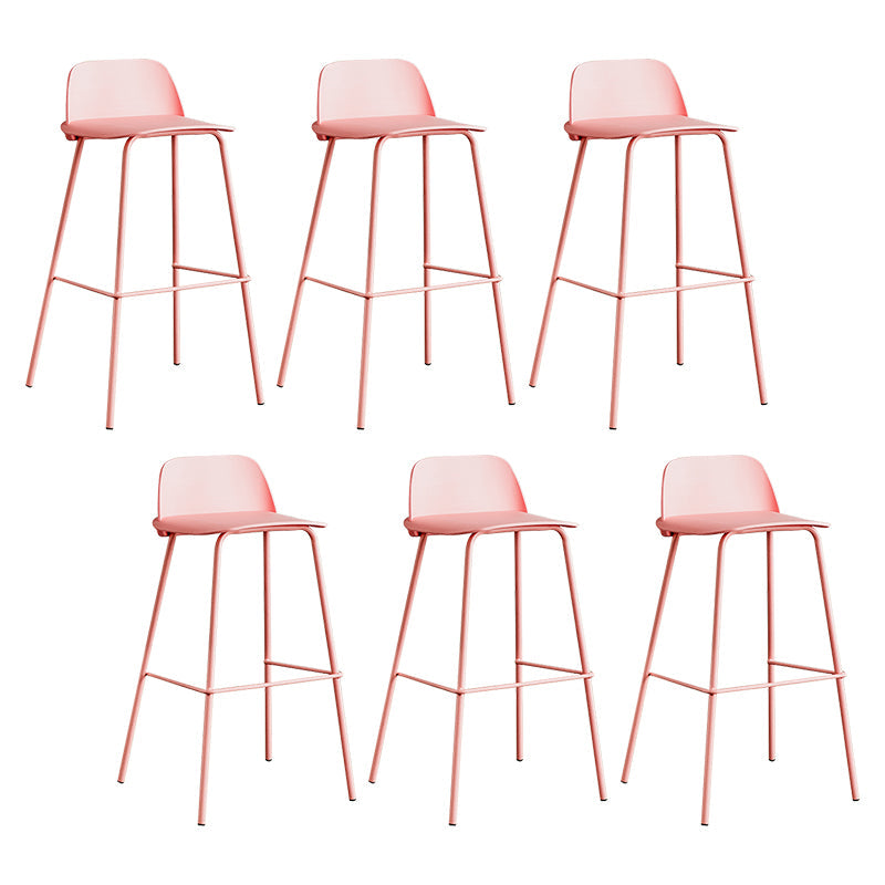 Low Back Counter Stools Modern Footrest Plastic Indoor Bar & Counter Stool Pink 6 Piece Set Bar Stool(30"H) Clearhalo 'Bar Furniture' 'Bar Stools' 'bar_stools' 'furn' 'furn_bar_stools' 'Furniture' 'Kitchen & Dining Furniture' 5726116