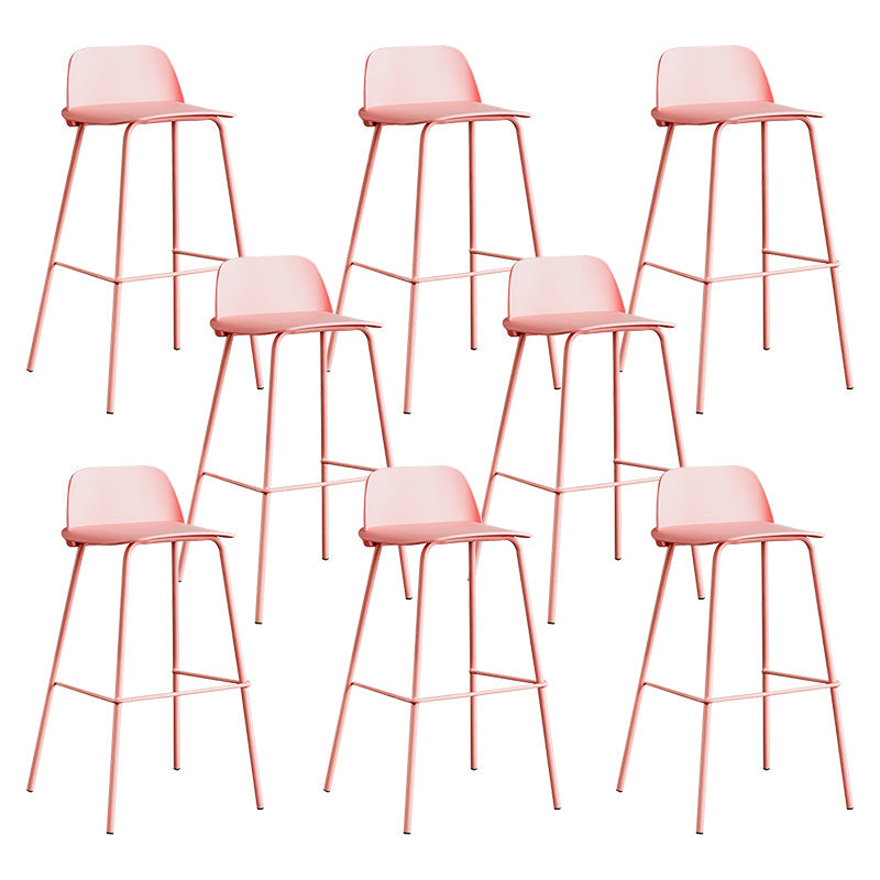 Low Back Counter Stools Modern Footrest Plastic Indoor Bar & Counter Stool Pink 8 Piece Set Bar Stool(30"H) Clearhalo 'Bar Furniture' 'Bar Stools' 'bar_stools' 'furn' 'furn_bar_stools' 'Furniture' 'Kitchen & Dining Furniture' 5726118