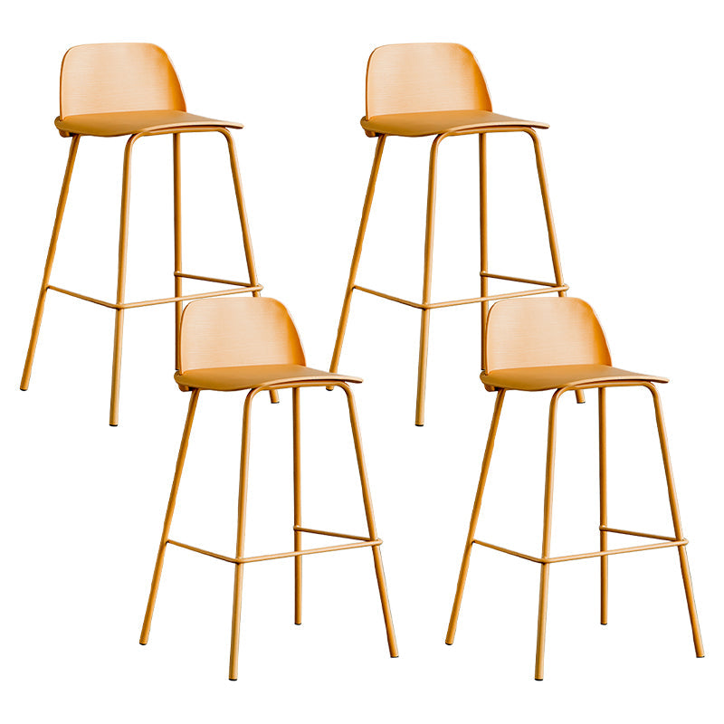 Low Back Counter Stools Modern Footrest Plastic Indoor Bar & Counter Stool Yellow 4 Piece Set Counter Stool(26"H) Clearhalo 'Bar Furniture' 'Bar Stools' 'bar_stools' 'furn' 'furn_bar_stools' 'Furniture' 'Kitchen & Dining Furniture' 5726139