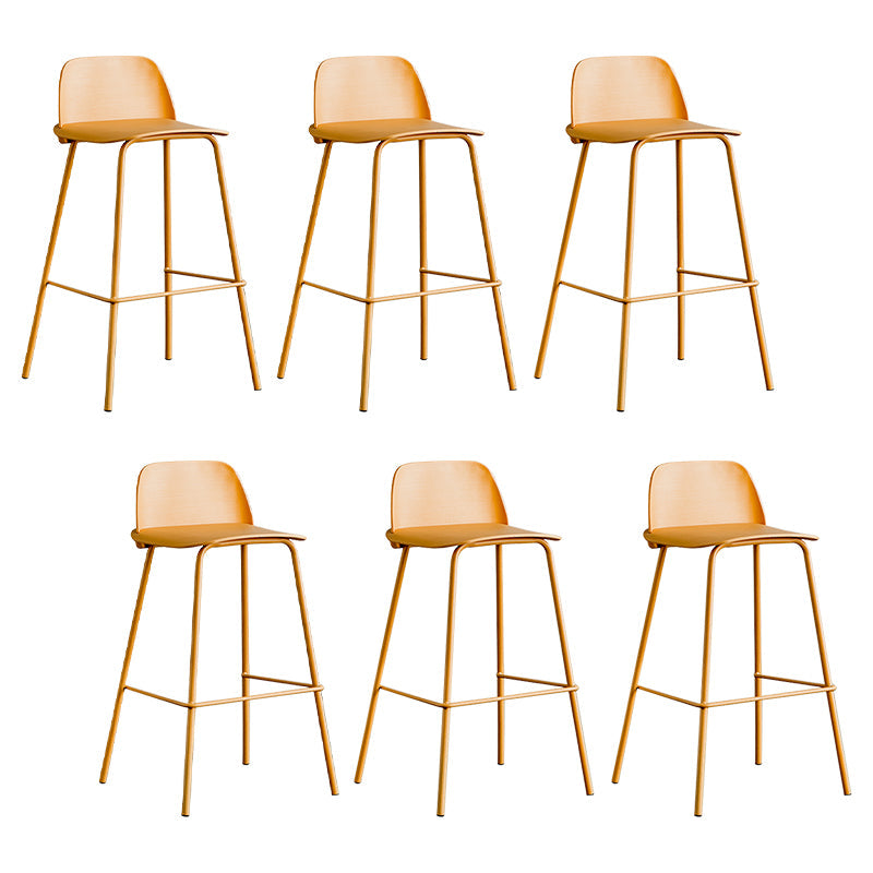 Low Back Counter Stools Modern Footrest Plastic Indoor Bar & Counter Stool Yellow 6 Piece Set Counter Stool(26"H) Clearhalo 'Bar Furniture' 'Bar Stools' 'bar_stools' 'furn' 'furn_bar_stools' 'Furniture' 'Kitchen & Dining Furniture' 5726140