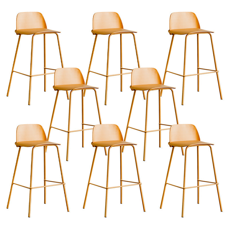 Low Back Counter Stools Modern Footrest Plastic Indoor Bar & Counter Stool Yellow 8 Piece Set Counter Stool(26"H) Clearhalo 'Bar Furniture' 'Bar Stools' 'bar_stools' 'furn' 'furn_bar_stools' 'Furniture' 'Kitchen & Dining Furniture' 5726141
