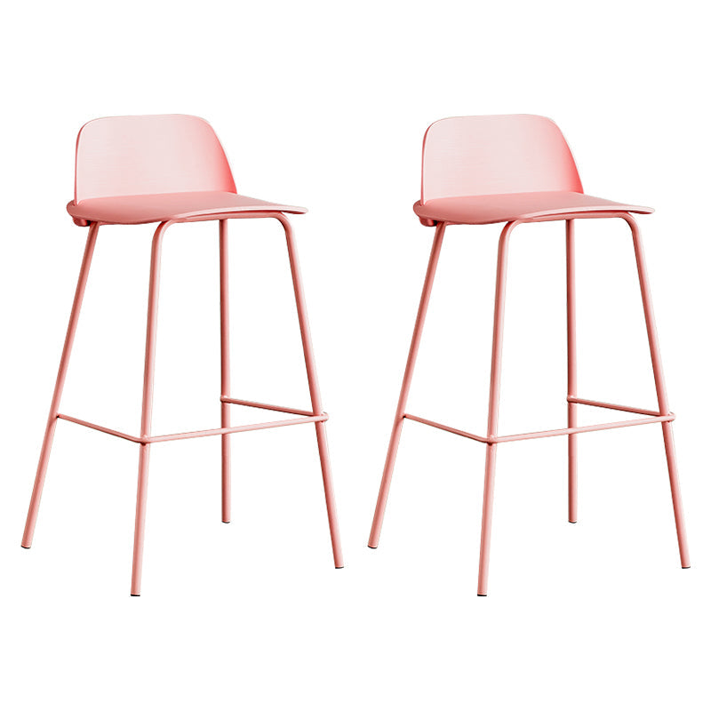Low Back Counter Stools Modern Footrest Plastic Indoor Bar & Counter Stool Pink 2 Piece Set Counter Stool(26"H) Clearhalo 'Bar Furniture' 'Bar Stools' 'bar_stools' 'furn' 'furn_bar_stools' 'Furniture' 'Kitchen & Dining Furniture' 5726146