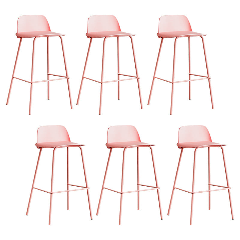 Low Back Counter Stools Modern Footrest Plastic Indoor Bar & Counter Stool Pink 6 Piece Set Counter Stool(26"H) Clearhalo 'Bar Furniture' 'Bar Stools' 'bar_stools' 'furn' 'furn_bar_stools' 'Furniture' 'Kitchen & Dining Furniture' 5726148