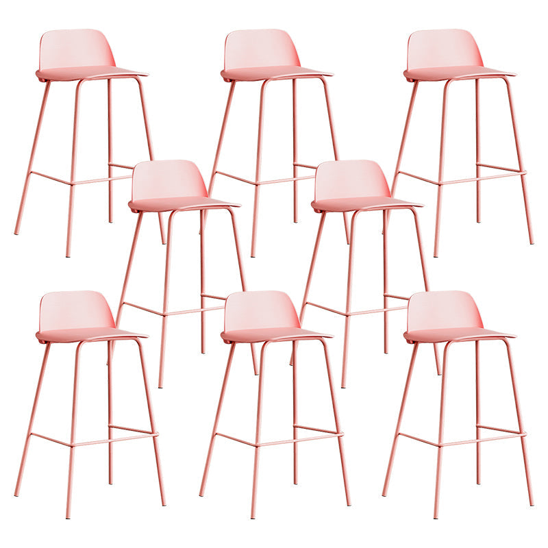 Low Back Counter Stools Modern Footrest Plastic Indoor Bar & Counter Stool Pink 8 Piece Set Counter Stool(26"H) Clearhalo 'Bar Furniture' 'Bar Stools' 'bar_stools' 'furn' 'furn_bar_stools' 'Furniture' 'Kitchen & Dining Furniture' 5726149