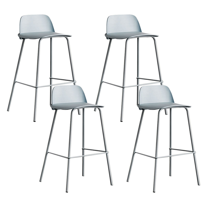 Low Back Counter Stools Modern Footrest Plastic Indoor Bar & Counter Stool Blue 4 Piece Set Counter Stool(26"H) Clearhalo 'Bar Furniture' 'Bar Stools' 'bar_stools' 'furn' 'furn_bar_stools' 'Furniture' 'Kitchen & Dining Furniture' 5726155