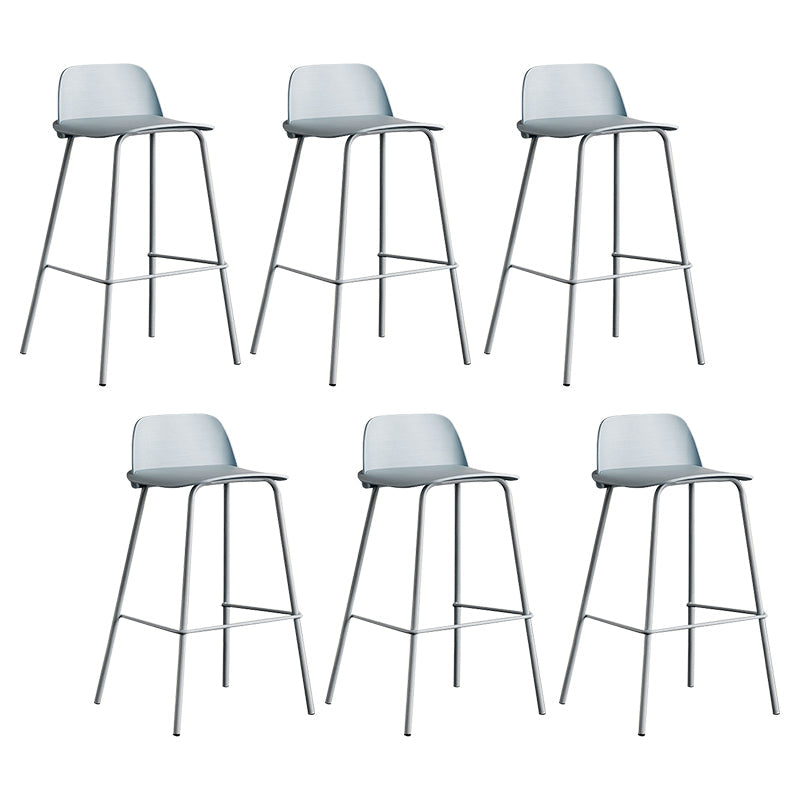 Low Back Counter Stools Modern Footrest Plastic Indoor Bar & Counter Stool Blue 6 Piece Set Counter Stool(26"H) Clearhalo 'Bar Furniture' 'Bar Stools' 'bar_stools' 'furn' 'furn_bar_stools' 'Furniture' 'Kitchen & Dining Furniture' 5726156