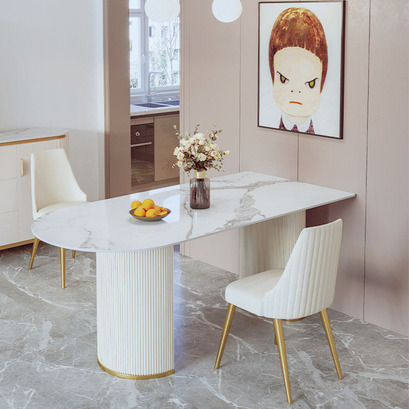 Nordic Glam Style Sintered Stone Rectangle Table Set 1/3/4/5 Pieces Dining Set 3 Pieces: Table, 2 Chairs Clearhalo 'Dining Room Sets' 'Dining Tables & Seating' 'dining_room_set' 'furn' 'furn_dining_room_set' 'Furniture' 'Kitchen & Dining Furniture' 5726168