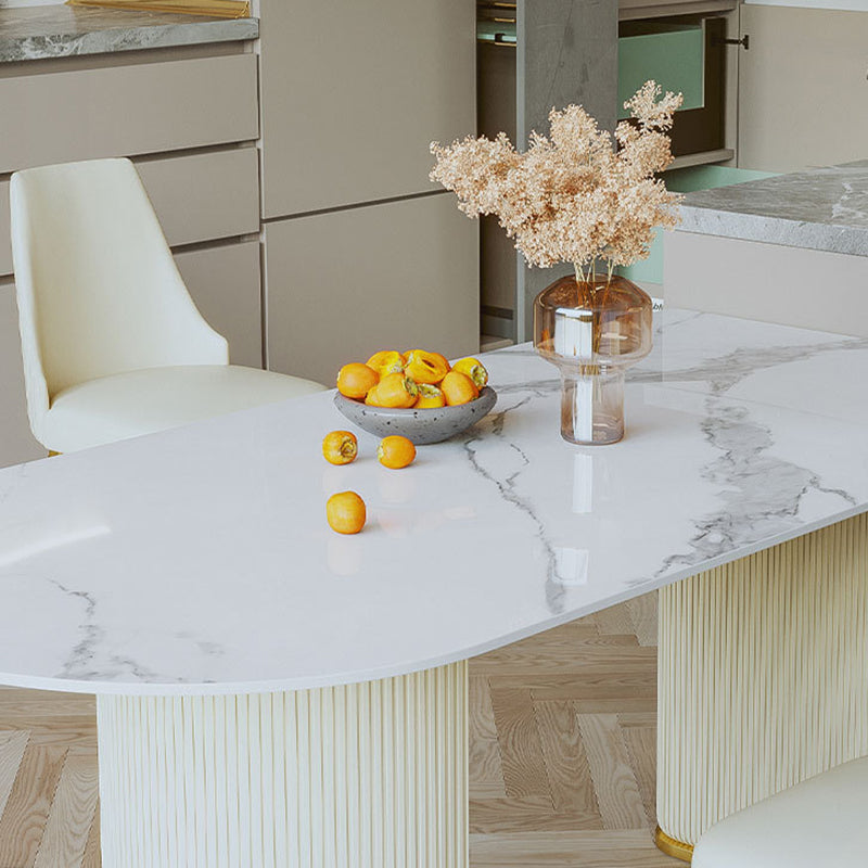 Nordic Glam Style Sintered Stone Rectangle Table Set 1/3/4/5 Pieces Dining Set Clearhalo 'Dining Room Sets' 'Dining Tables & Seating' 'dining_room_set' 'furn' 'furn_dining_room_set' 'Furniture' 'Kitchen & Dining Furniture' 5726173