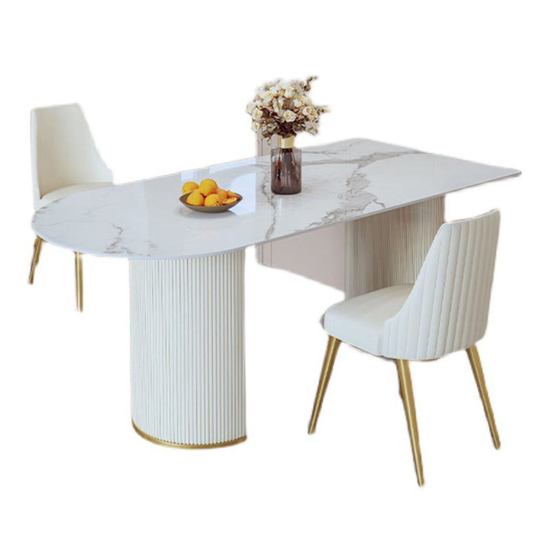Nordic Glam Style Sintered Stone Rectangle Table Set 1/3/4/5 Pieces Dining Set Clearhalo 'Dining Room Sets' 'Dining Tables & Seating' 'dining_room_set' 'furn' 'furn_dining_room_set' 'Furniture' 'Kitchen & Dining Furniture' 5726174