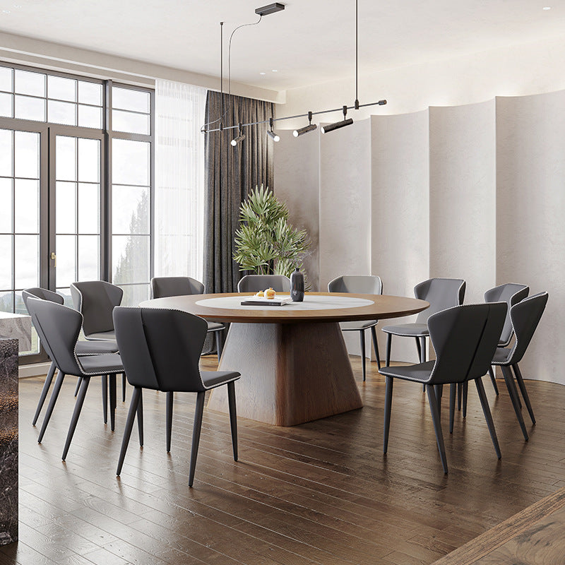 Contemporary Sintered Stone Table Round Table Set 1/6/8/9/12 Pieces Dining Set 12 Pieces: Table, 11 Chairs Clearhalo 'Dining Room Sets' 'Dining Tables & Seating' 'dining_room_set' 'furn' 'furn_dining_room_set' 'Furniture' 'Kitchen & Dining Furniture' 5726230