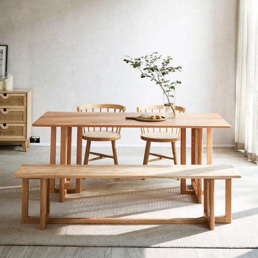 モダンなダイニングセット1/2/4 PCSソリッドウッドダイニングテーブルとウィンザーチェア