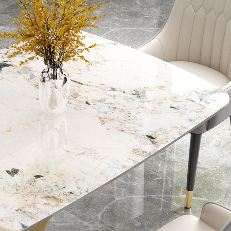 Nordic Glam Style Sintered Stone Rectangle Table Set 1/2/5/7 Pieces Dining Set Clearhalo 'Dining Room Sets' 'Dining Tables & Seating' 'dining_room_set' 'furn' 'furn_dining_room_set' 'Furniture' 'Kitchen & Dining Furniture' 5726284