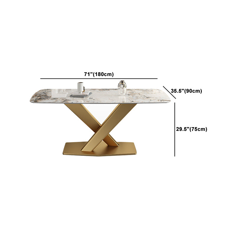 Nordic Glam Style Sintered Stone Rectangle Table Set 1/2/5/7 Pieces Dining Set Clearhalo 'Dining Room Sets' 'Dining Tables & Seating' 'dining_room_set' 'furn' 'furn_dining_room_set' 'Furniture' 'Kitchen & Dining Furniture' 5726289