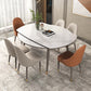 Contemporary Stone Dining Set 1/2/5/7 Pieces Dining Furniture for Home 7 Pieces: Table, 4 Grey+2 Orange Chairs Clearhalo 'Dining Room Sets' 'Dining Tables & Seating' 'dining_room_set' 'furn' 'furn_dining_room_set' 'Furniture' 'Kitchen & Dining Furniture' 5726315