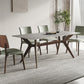 Ensemble de salle à manger moderne, Table et chaises en pierre frittée, avec cadre en bois massif, 1/4/5/7 pièces