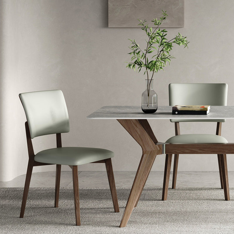 Ensemble de salle à manger moderne, Table et chaises en pierre frittée, avec cadre en bois massif, 1/4/5/7 pièces