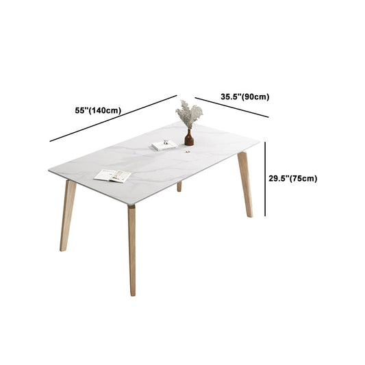 コンテンポラリーダイニングセット1/2/5/7 PCS布張りの椅子付き長方形のダイニングテーブル