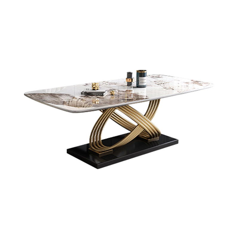 Nordic Glam Rectangle Sintered Stone Table Set 1/4/5/7 Pieces Dining Set Clearhalo 'Dining Room Sets' 'Dining Tables & Seating' 'dining_room_set' 'furn' 'furn_dining_room_set' 'Furniture' 'Kitchen & Dining Furniture' 5726371