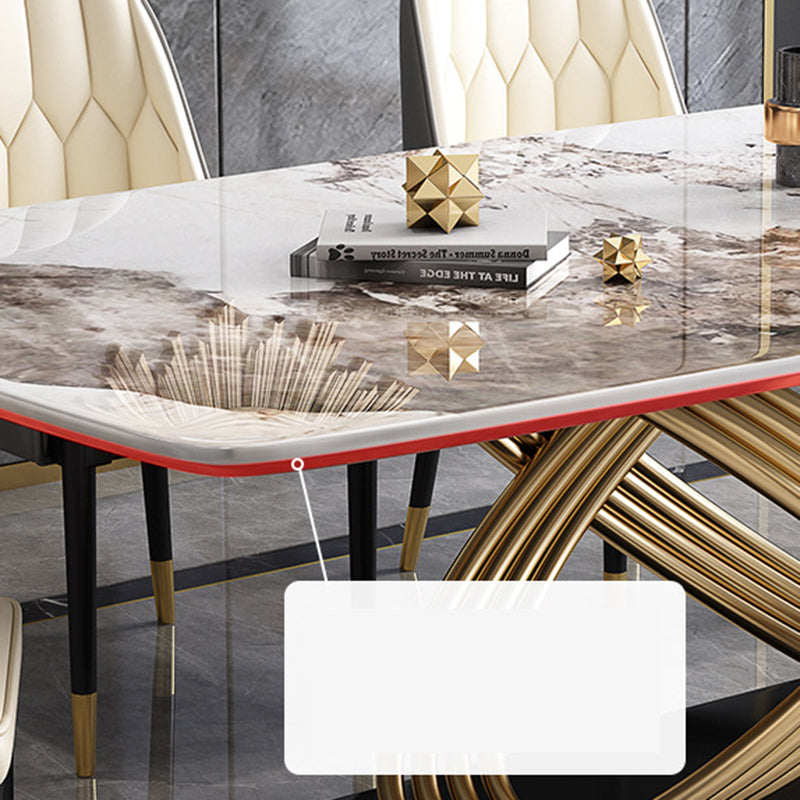 Nordic Glam Rectangle Sintered Stone Table Set 1/4/5/7 Pieces Dining Set Clearhalo 'Dining Room Sets' 'Dining Tables & Seating' 'dining_room_set' 'furn' 'furn_dining_room_set' 'Furniture' 'Kitchen & Dining Furniture' 5726375