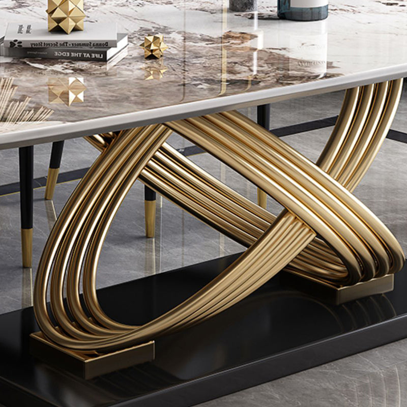 Nordic Glam Rectangle Sintered Stone Table Set 1/4/5/7 Pieces Dining Set Clearhalo 'Dining Room Sets' 'Dining Tables & Seating' 'dining_room_set' 'furn' 'furn_dining_room_set' 'Furniture' 'Kitchen & Dining Furniture' 5726376