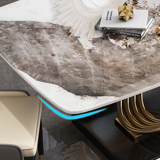 Nordic Glam Rectangle Sintered Stone Table Set 1/4/5/7 Pieces Dining Set Clearhalo 'Dining Room Sets' 'Dining Tables & Seating' 'dining_room_set' 'furn' 'furn_dining_room_set' 'Furniture' 'Kitchen & Dining Furniture' 5726377