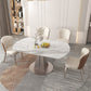Modern Round Sintered Stone Table Set 1/4/5/7/9 Pieces Dining Set 5 Pieces: Table, 4 Chairs Clearhalo 'Dining Room Sets' 'Dining Tables & Seating' 'dining_room_set' 'furn' 'furn_dining_room_set' 'Furniture' 'Kitchen & Dining Furniture' 5726387