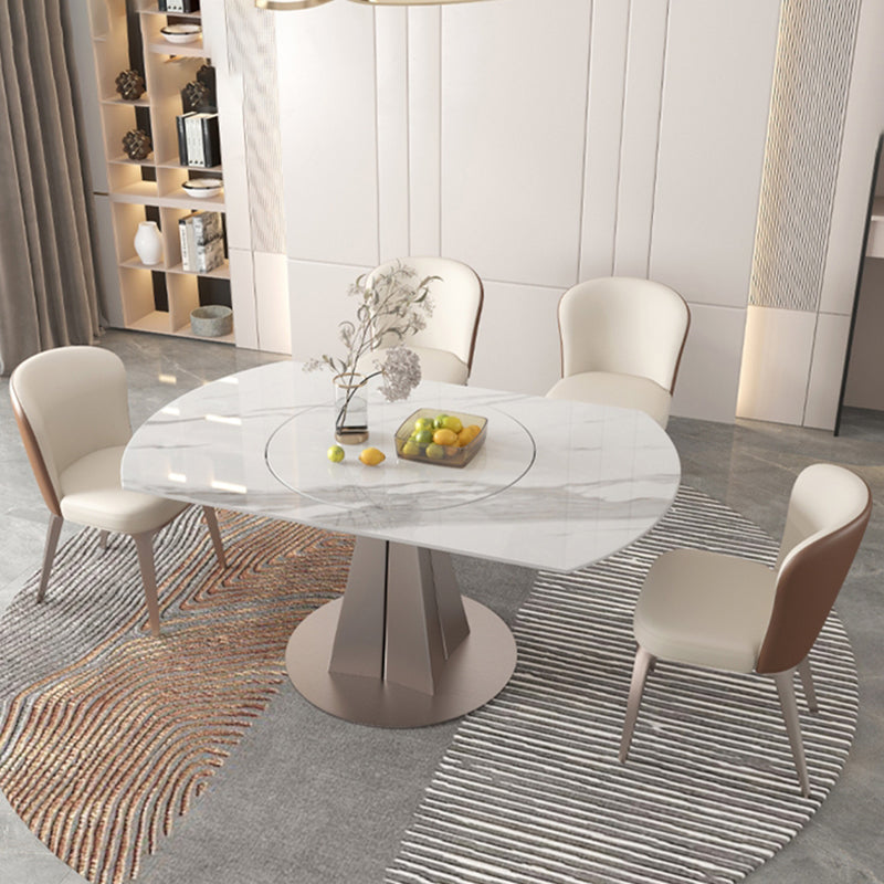 Modern Round Sintered Stone Table Set 1/4/5/7/9 Pieces Dining Set 5 Pieces: Table, 4 Chairs Clearhalo 'Dining Room Sets' 'Dining Tables & Seating' 'dining_room_set' 'furn' 'furn_dining_room_set' 'Furniture' 'Kitchen & Dining Furniture' 5726387